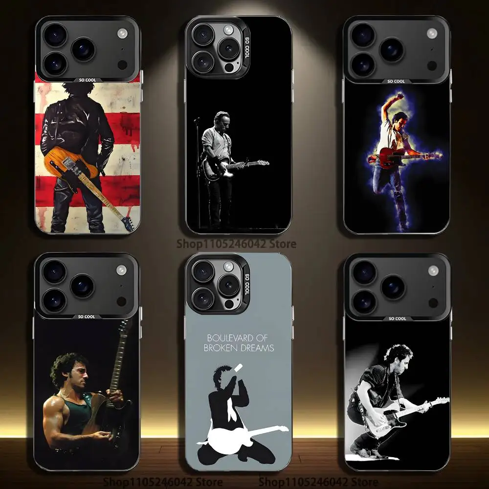 Rock Singer b-ruce Springsteen noir mat antichoc housse de téléphone pour iPhone 17,16,15,14,13,12,11Pro,XS,Max,Plus,Mini,SE4,E