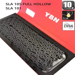 YBN SLA101 Bike Chains MTB Mountain Road Bike Chains 10 Speed Full Hollow Bicycle Chain 116 Links Color Silver Black Gold