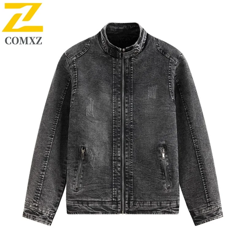 COMXZ trendy American jacket with a motorcycle style exudes sense of high-end fashion in autumn and is a retro men cotton jacket
