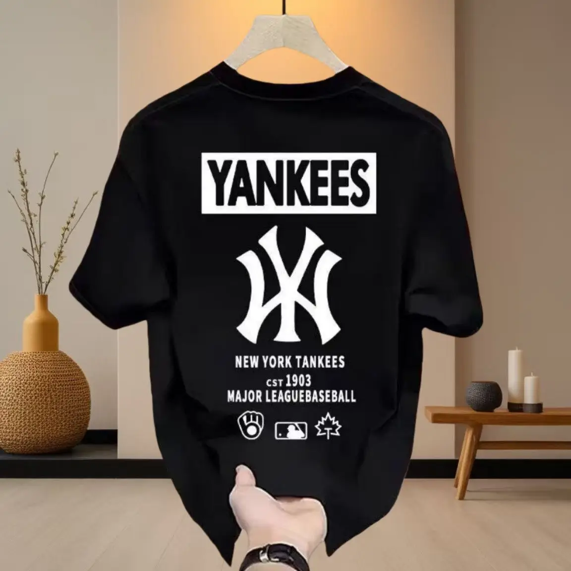 

Men's Cotton T-shirt Men's and Women's Universal All-match Cotton Round Neck Y2K Retro Trend Pattern Printed Short Sleeve