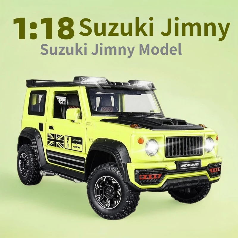 Modèle de voiture tout-terrain en alliage Suzuki Jimny 1:18 |   Grand ornement avec portes ouvrantes, fonction pull-back, effets sonores et lumineux
