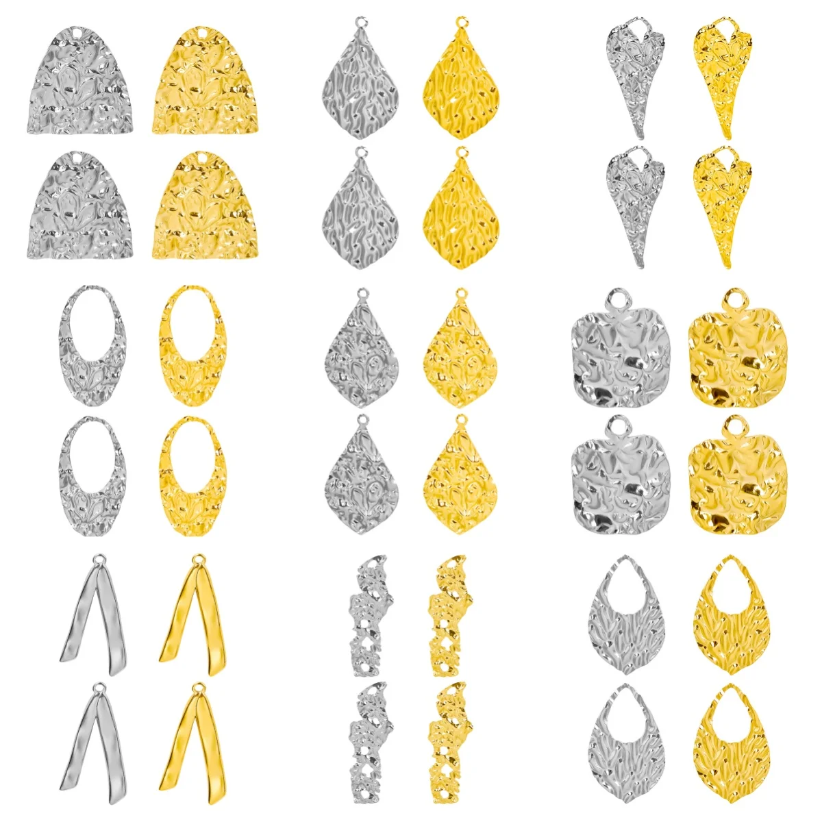 

10PCS Irregular Textured Hammered Pendants Graphics Charms Stainless Steel DIY Jewelry Making Findings for Earrings Necklace