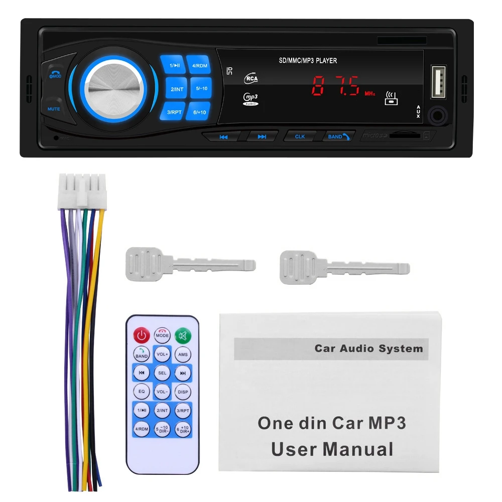 

Bluetooth Autoradio 12V Car Stereo Radio FM Aux-IN Input Receiver SD USB In-Dash 1 Din Car MP3 Multimedia Player