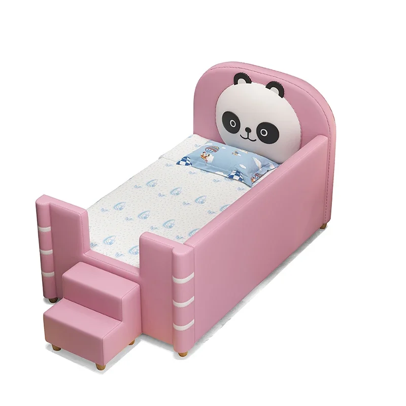 Hxl Children's Bed Widened Stitching Bed Belt Guardrail Small Bed Cat's Paw Leather Stitching Big Bed