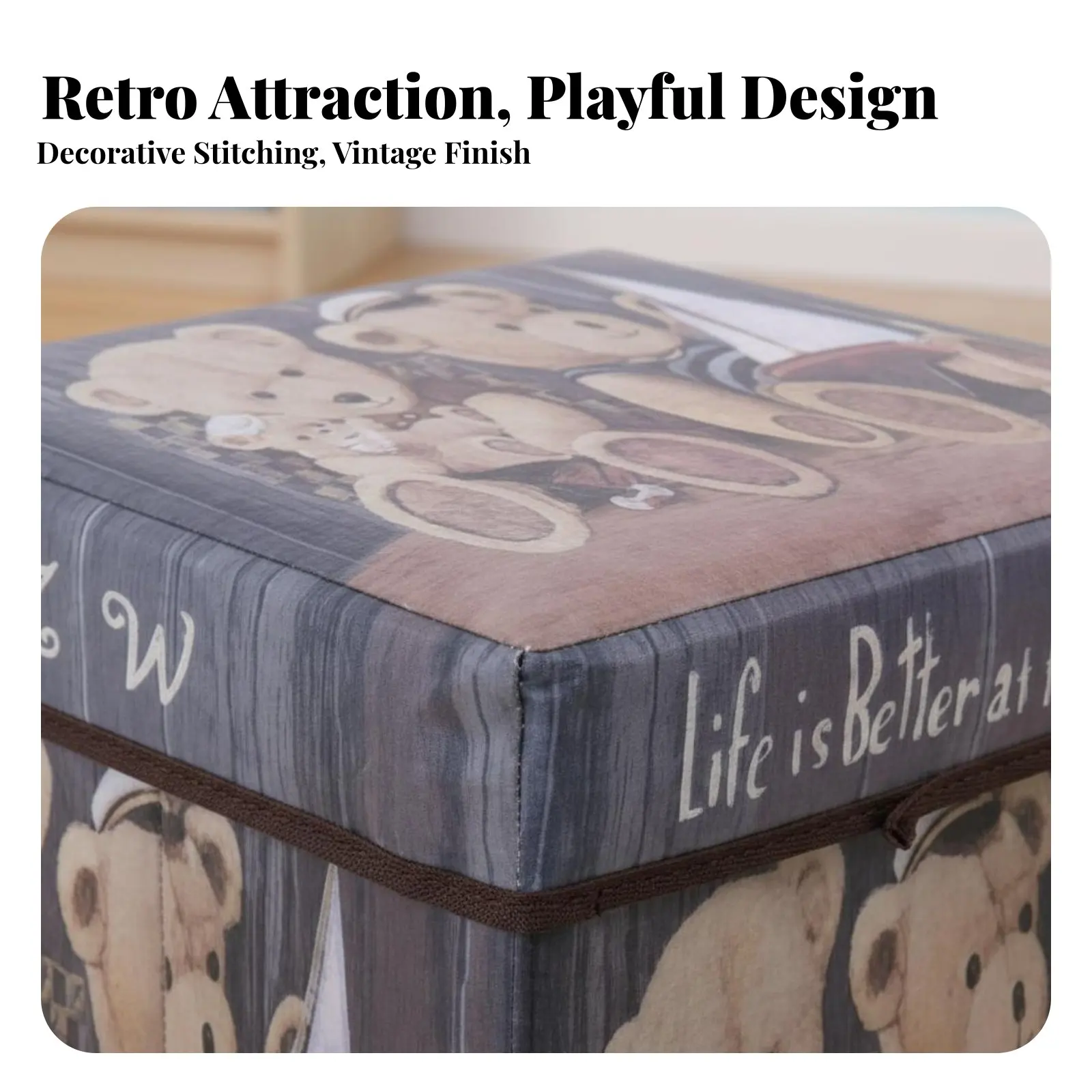 Foldable Storage Ottoman Foldable Design Foldable Padded Stool Multi-Functional Space-Saving for children, Dorm Room, Entryway