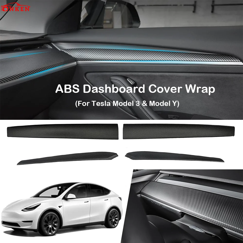 

Dashboard Cover Door Trim Panel Caps for Tesla Model 3 Y Interior Front Carbon Fiber ABS Trims Patch Cover Decoration Sticker