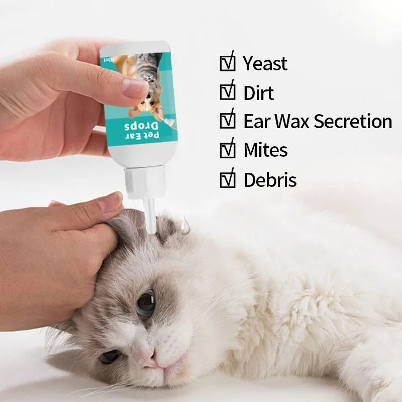 Pet ear wash Cats and dogs ear water cleaning ear mite ear drops ear drops Department care pet cleaning products