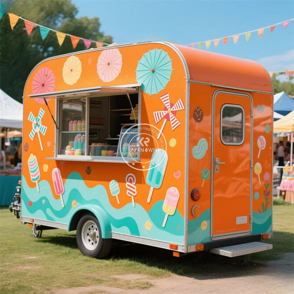

Mobile Catering Truck Trailer Street Fast Food Trailer Outdoor Mobile Ice Cream Snack Cart Fast Food Truck With CE Certificate