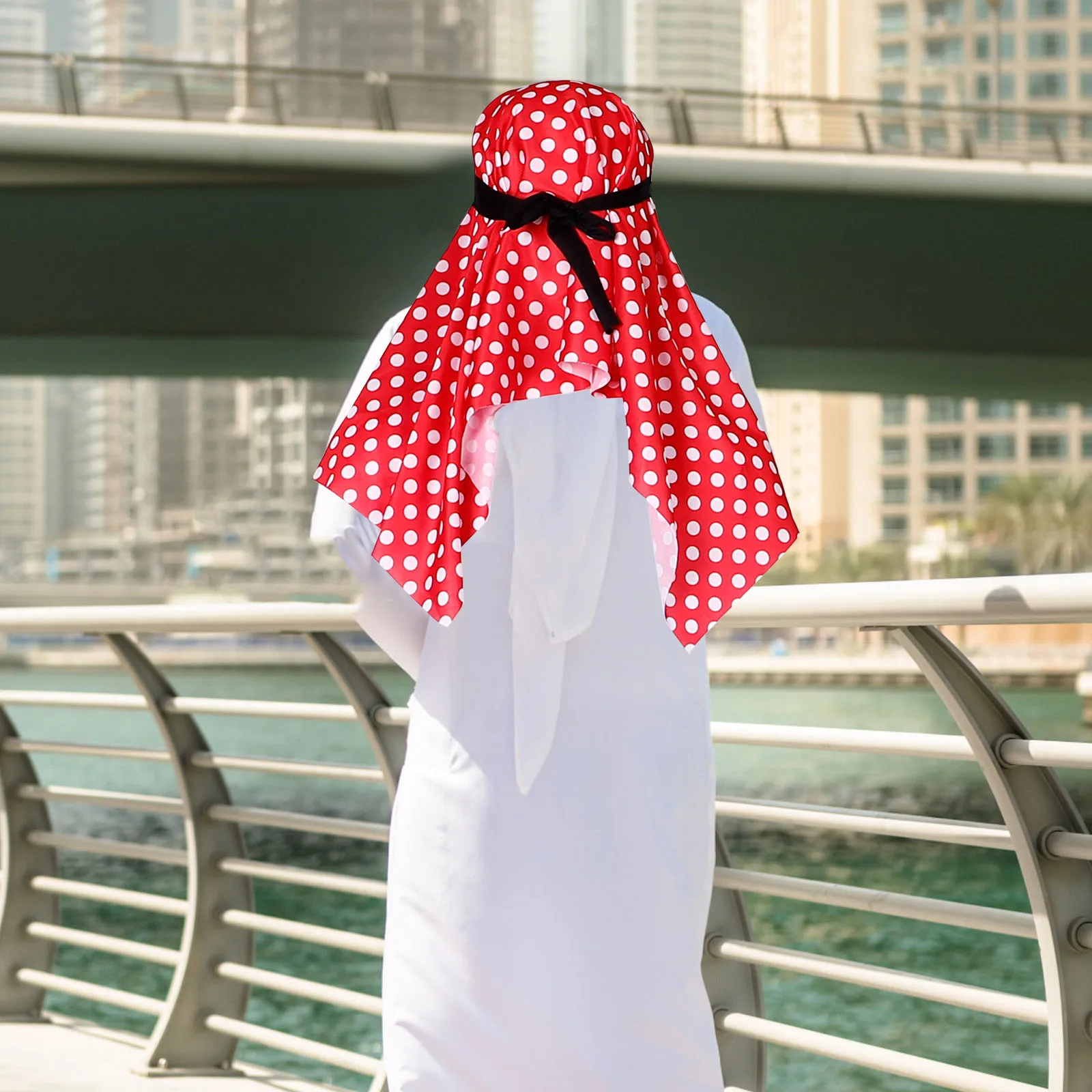 

Арабский красный платок, костюм для мужчин, Ближневосточный Дубай, стиль принца, белый халат, красный шарф, комплект, косплей, вечеринка, сцена