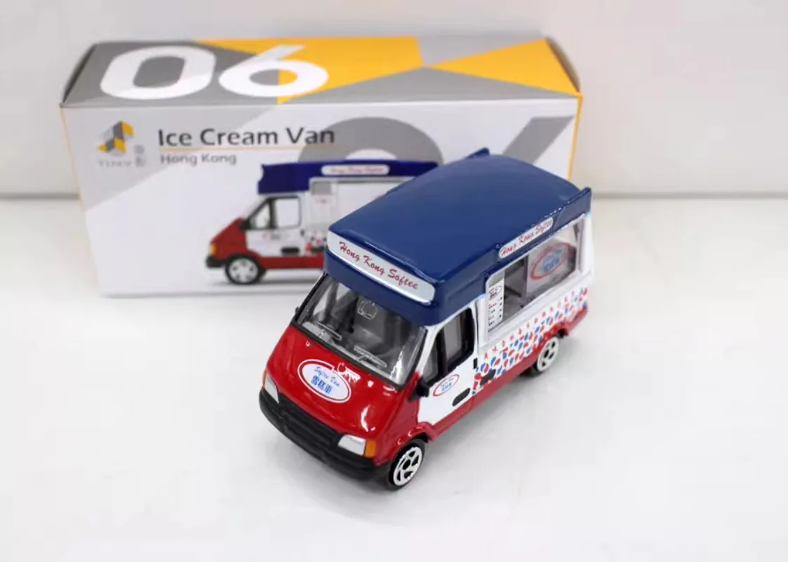 Tiny Diecast 1/64 Scale ICE CREAM VAN Car Model Alloy ICE CREAM Hong Kong Ice Cream Truck Car Model Play Vehicles Toys for Boys