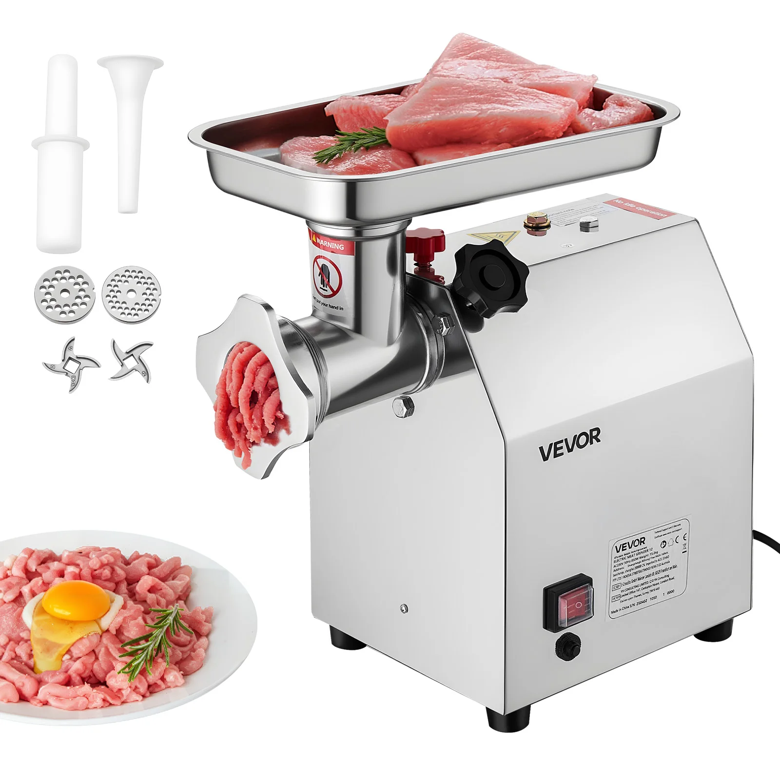 SucceBuy Tritacarne elettrico Capacità 5,5 libbre/min Tritacarne industriale da banco con lama, piastra per macinare, salsicce