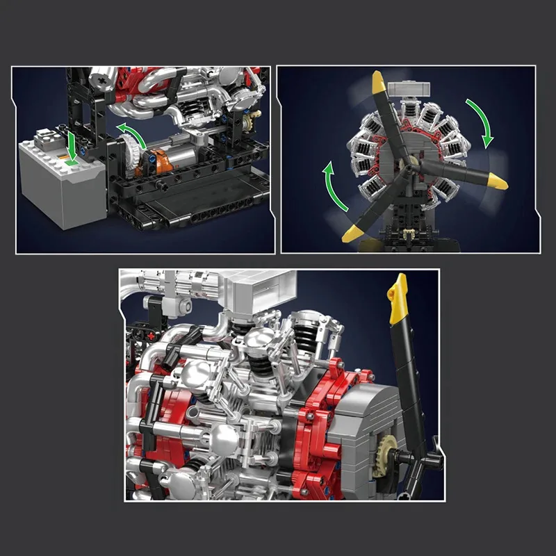 Mould King-juguetes técnicos para motor de coche, bloques de construcción de motor de aviación Radial motorizado, juego de ladrillos, regalo de Navidad para niños