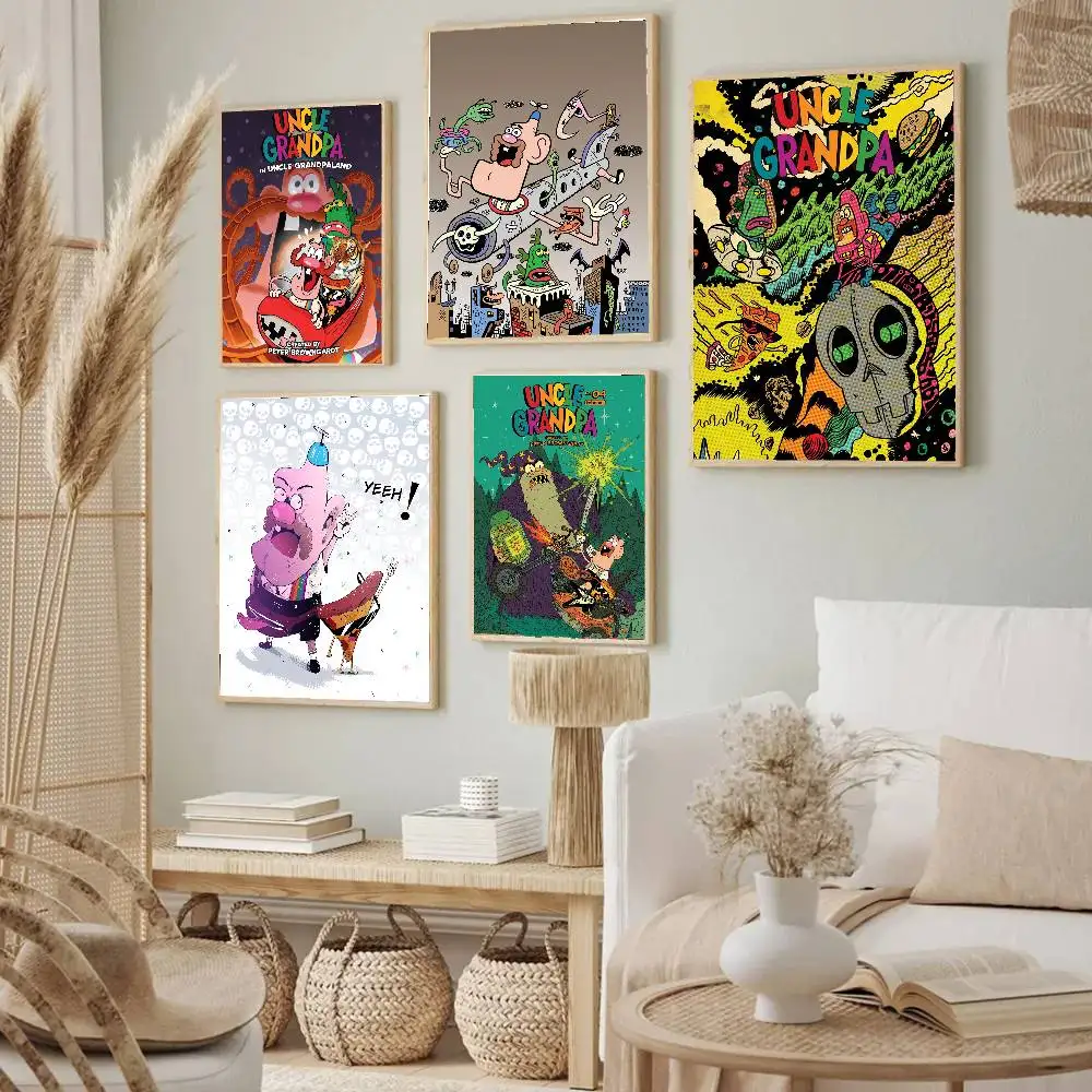 Pôsteres de Desenhos Animados e Anime U-Uncle Grandpa para Sala de Estar, Bar, Café, Pintura em Lona de Qualidade, Estilo Vintage, Arte de Quadrinhos, Decoração de Parede para Casa