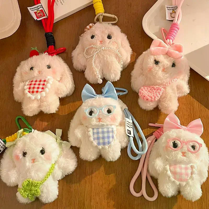 漫画ぬいぐるみウサギキーホルダーぬいぐるみおもちゃバッグペンダントチャーム車のキーリングアクセサリー女性カップルのためのかわいいギフト