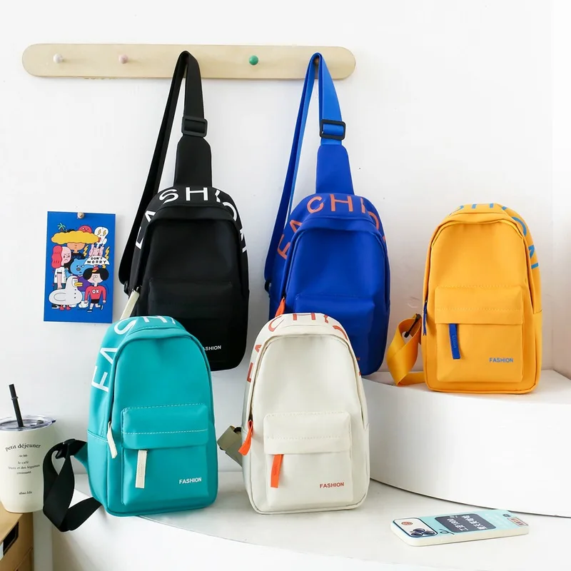 

Детская нагрудная сумка в корейском стиле, модная модная минималистичная мини-сумка через плечо унисекс с буквенным принтом для мальчиков и девочек