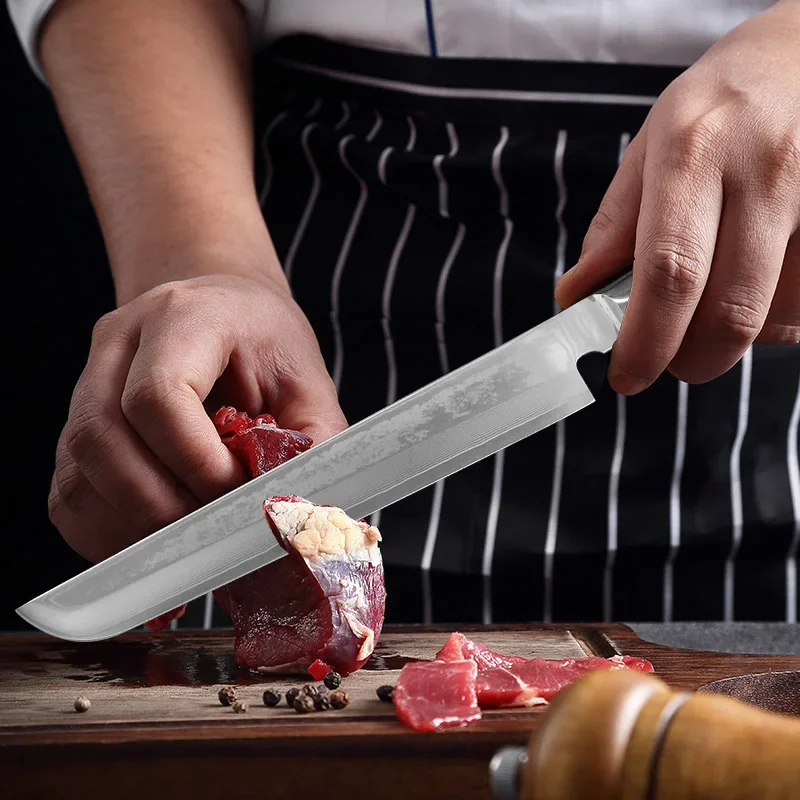 8 inch Chef Slicing Meat Knife Damascus Steel Sharp Blade Kitchen Knives Wood Handle Meat Cutter Chef's Cooking Knife - view 6