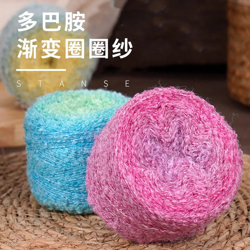

50g Wool Looped Silk Mohair Oil Painting Gradient Color Long Dyed Yarn Hand Crocheted DIY Sweater Scarf Bag Doll Cake Thread