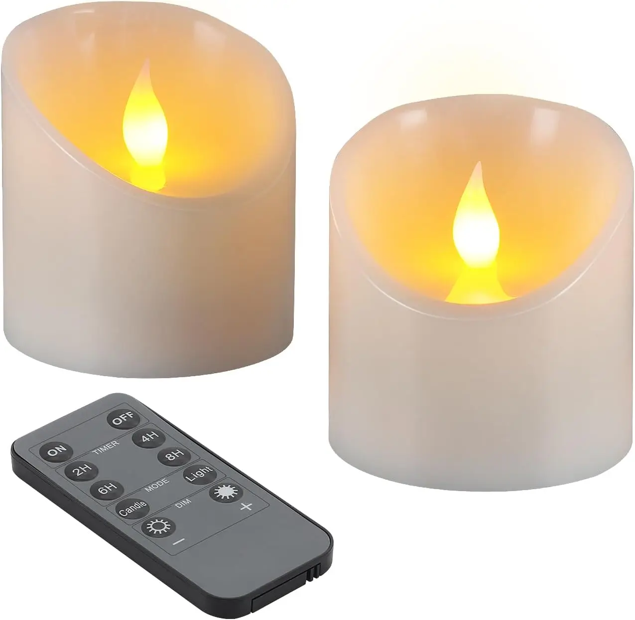 

Реалистичные светодиодные мерцающие свечи с пультом дистанционного управления и таймером, на батарейках, для домашнего декора — 2 шт.