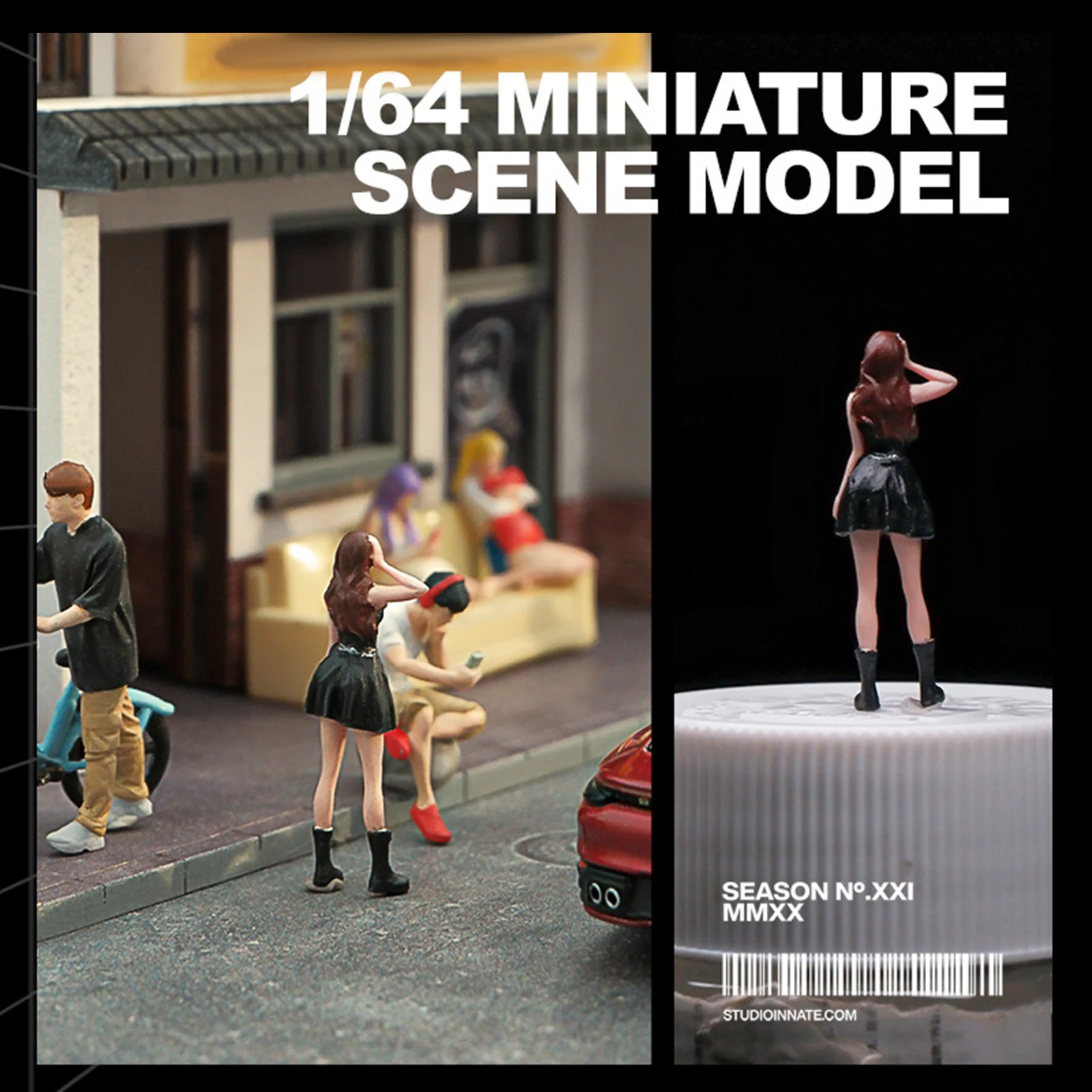 1/64 Girl Figure Ornament Movie Props Trains Architectural Painted Figures Tiny People Desktop Ornament Micro Landscapes Decor