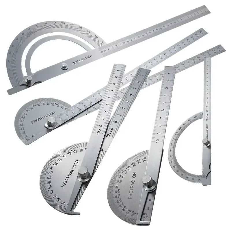 100mm 150mm 300mm Single Double Arm Stainless Steel 180 Degree Angle Gauge Protractor