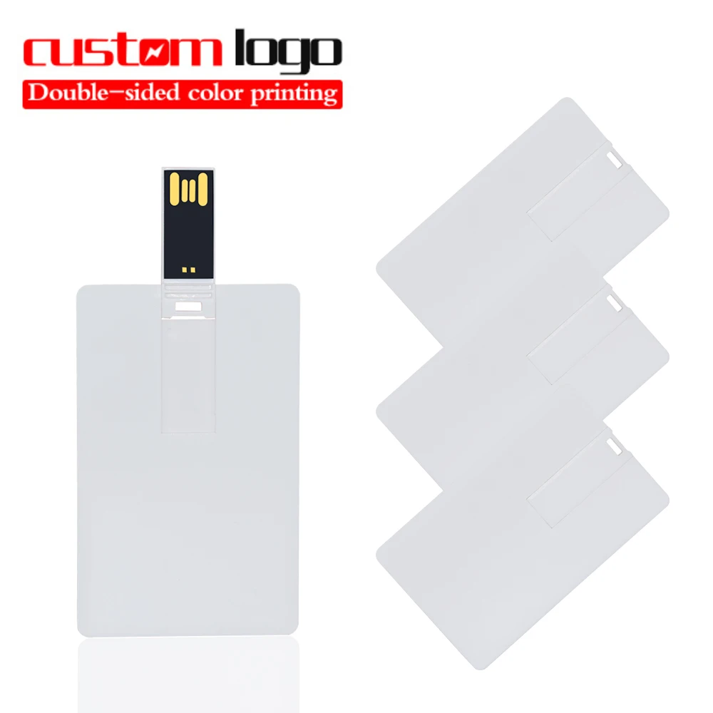 White Card USB Flash Drive High Speed Bank Credit Card USB Flash Pen Drive 4GB 8GB 16GB 32GB 64GB USB Memory Disk Custom Logo