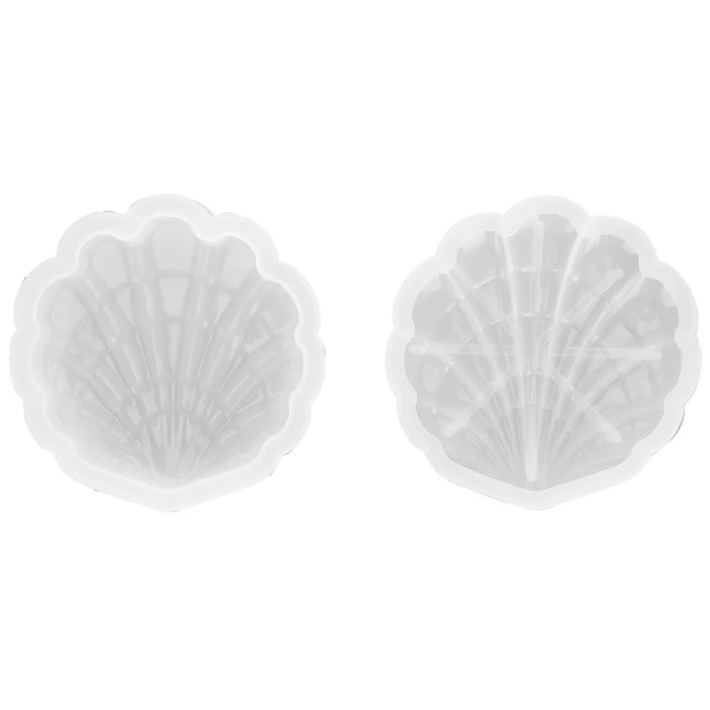 

2pcs 3D Silicone Shell Mould Seashell With Lid Storage Box Mould White Trinket Container DIY Silicone Mould Casting Projects