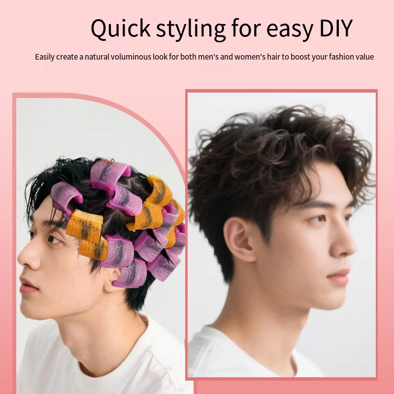 

20pcs QQ Hair Rollers Invisible Height Increasing Seamless Perm Roll Spiral Hair Curler Magic Curl DIY Non-Damage Styling Tools