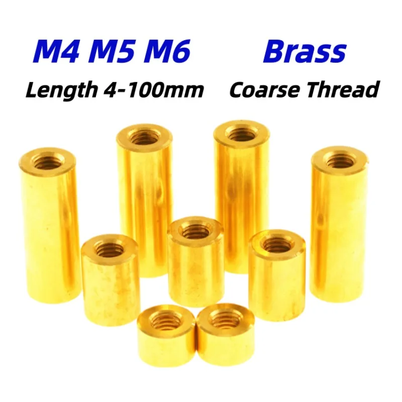 1/4pcs M4 M5 M6 Brass Standoff Spacer Double Pass Hollow Pillar Female Thread Round Brass Stud Spacing Screw Thumb Nut L4-100mm