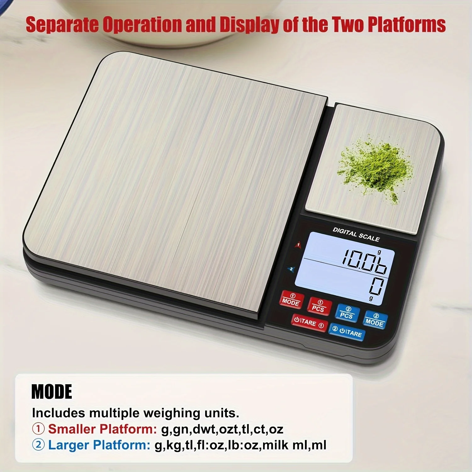 1pc Large Dual Platform Kitchen Scale Digital LCD Display With Backlight For Weight Loss Baking Cooking Jewelry Measurement