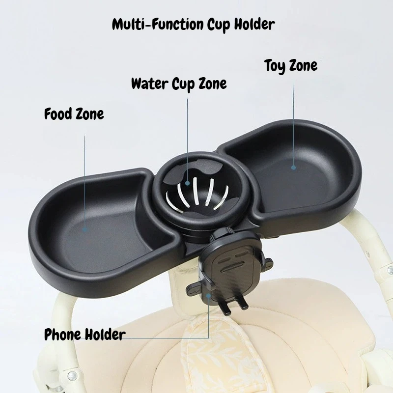 Vassoio per snack per passeggino universale 4 in 1 aggiornato e portabicchieri doppio vassoio per passeggini per bambini Accessori da viaggio per asilo