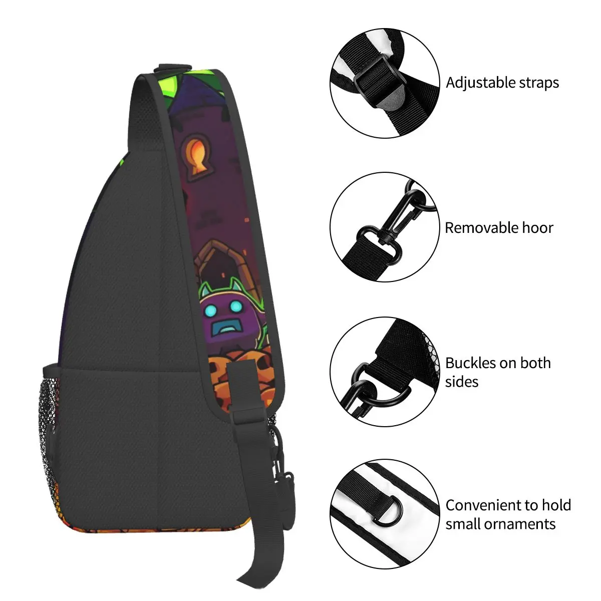 Poster de Cross body Schulter tasche kleine Brusttasche Geometrie Würfel Gaming Dash Schulter Rucksack Tages rucksack zum Wandern Reise Fahrrad tasche