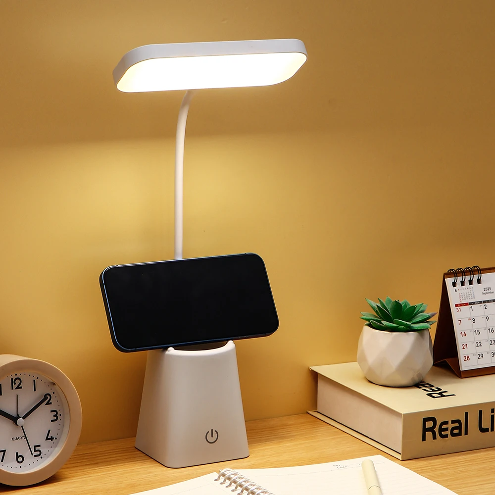 

5V USB Touch Led Desk Light 3 Colors Adjustable Brightness with Phone Stand/Pen Holder Tube Light for Bedroom ﻿Office Study Roo
