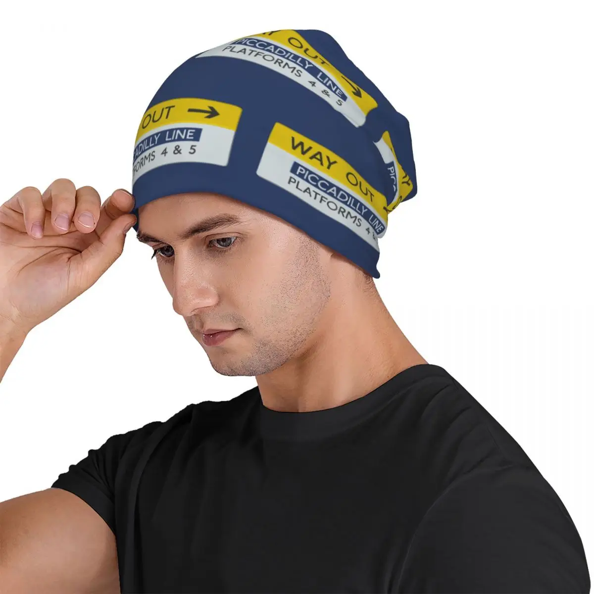 London Underground Way Out Sign Men Women Adult Beanies Caps Knitted Bonnet Hat Warm Hip Hop Autumn Winter Outdoor Skullies Hats