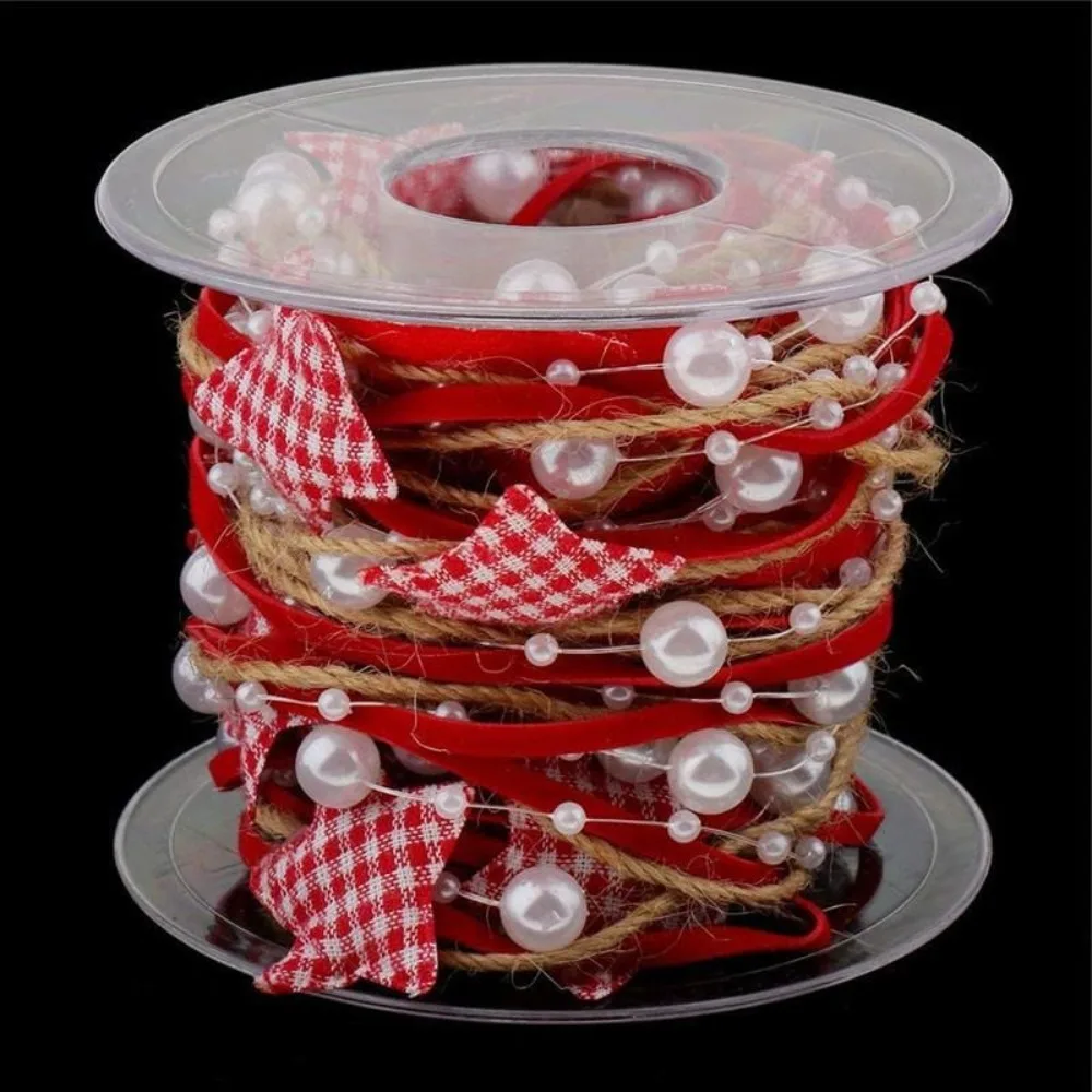 New 5m Christmas Ribbon Bead Chain Star Gift Box Accessory DIY Xmas Tree Ornament