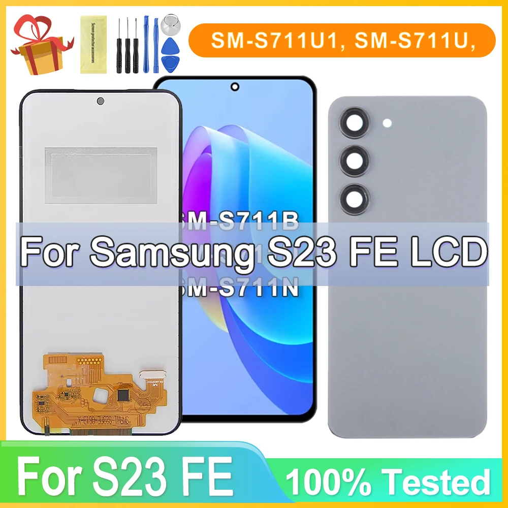 ทดสอบ 100% สําหรับ Samsung S23 FE จอแสดงผล LCD Touch Screen Digitizer สําหรับ Samsung S23 Fe S711B,S711B/DS,SM-S711U1,SM-S711W LCD