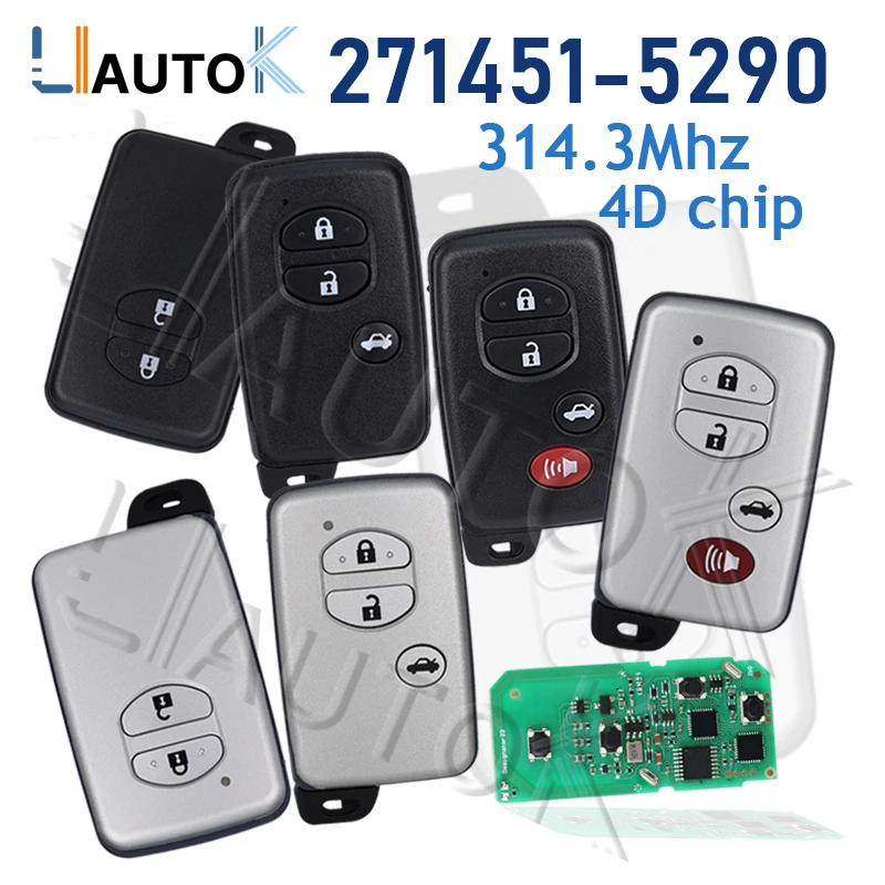 Smart Remote Car Key for Toyota Venza 4Runner Prius C Prius V 2009-2018 314.3Mhz Car Keys Fob FCCID：HYQ14ACX Board: 271451-5290