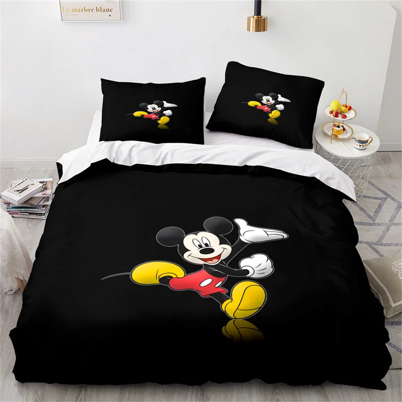 Disney Cartoon Duvet Cover Sets Mickey Minnie Mouse Quilt Cover Pillow Case Digital Printed Bedding Set Boy Girl Gift