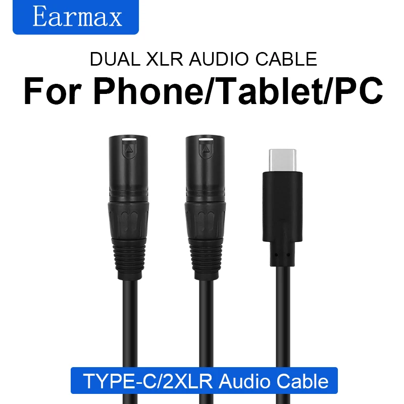 USB-C to Dual XLR 3Pin TYPE-C Audio Cable is For Speakers Mixing Consoles Amplifiers Laptops IPads and iPhone 15