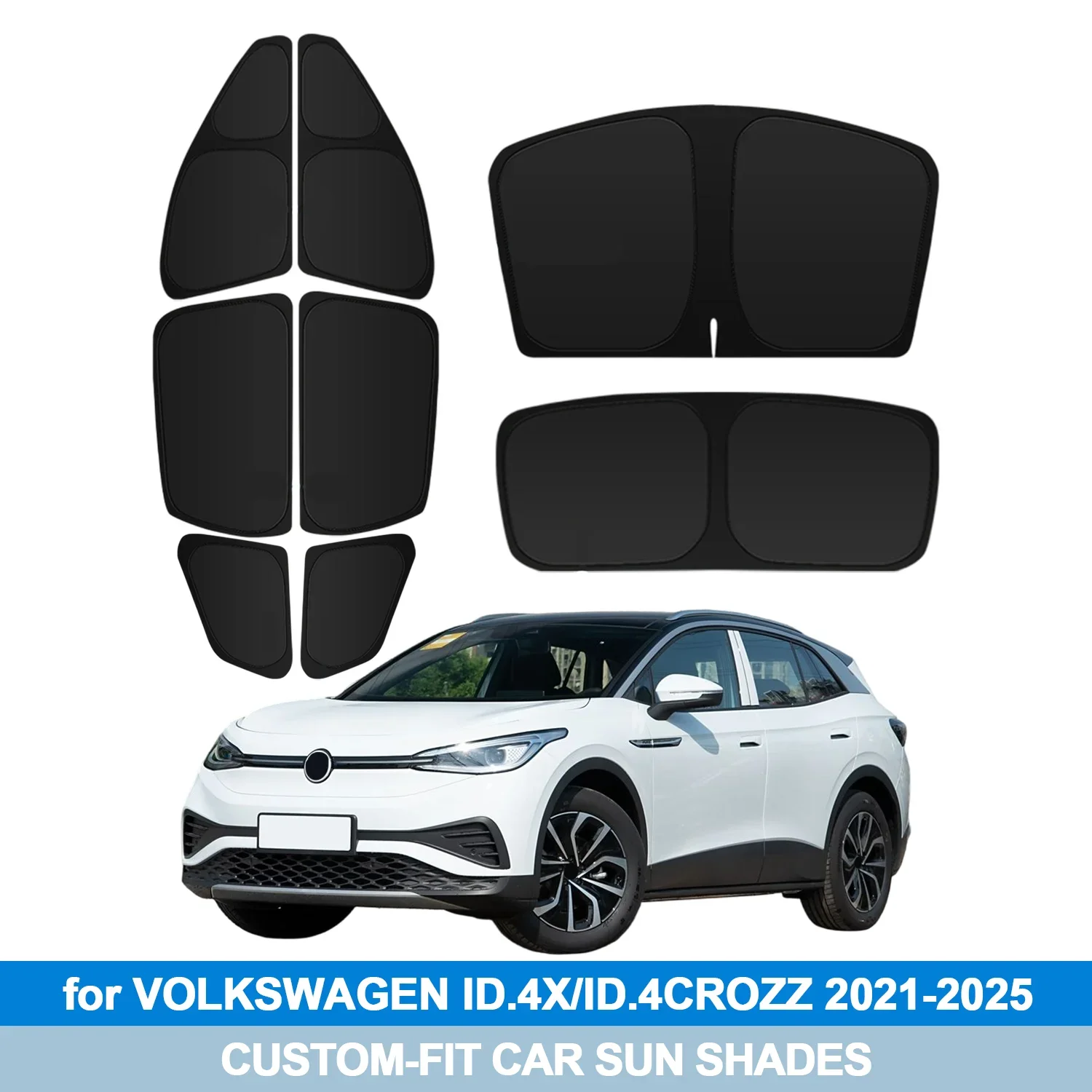

For VOLKSWAGEN ID.4X/ID.4 CROZZ 2021-2025 Windshield Sun Shade Side Window Shades Cover Sun Visor Shield Privacy Protection