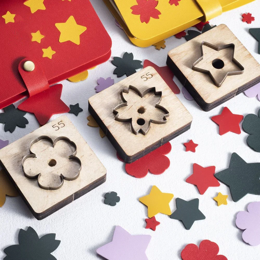 Flower Shape Leather Die Cutter Tool DIY Cut Mold Plates for Leather Crafts Petalage Sakura Five-pointed Star Shape 15-55mm