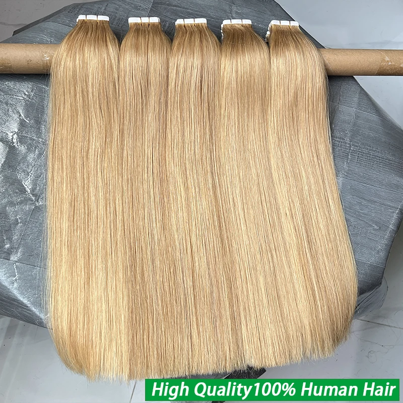 

#27 Colored Straight Invisible PU Tape In Extensions Human Hair 40pcs/Pack Seamless Skin Weft Tape Ins Vietnamese Raw Hair
