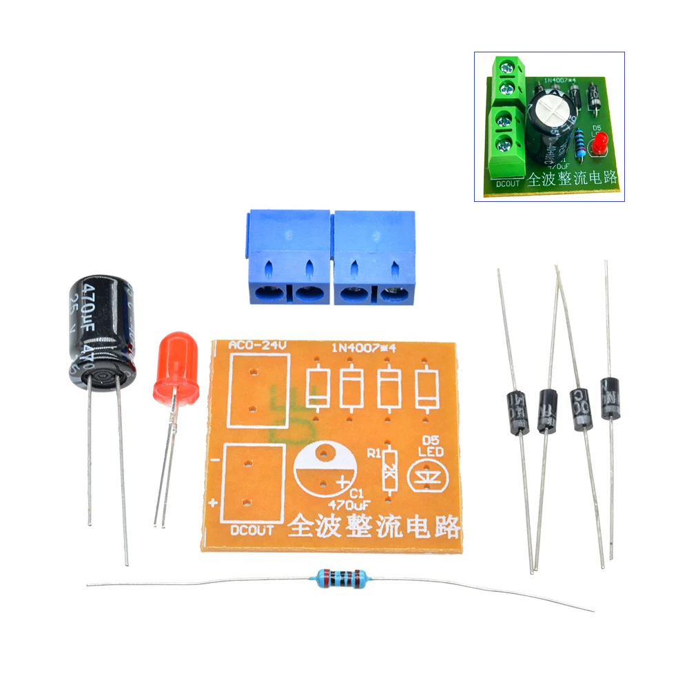 1N4007 Kit fai da te IN4007 raddrizzatore a ponte convertitore ca cc raddrizzatore a onda intera KIT scheda PCB parti Suite elettronica