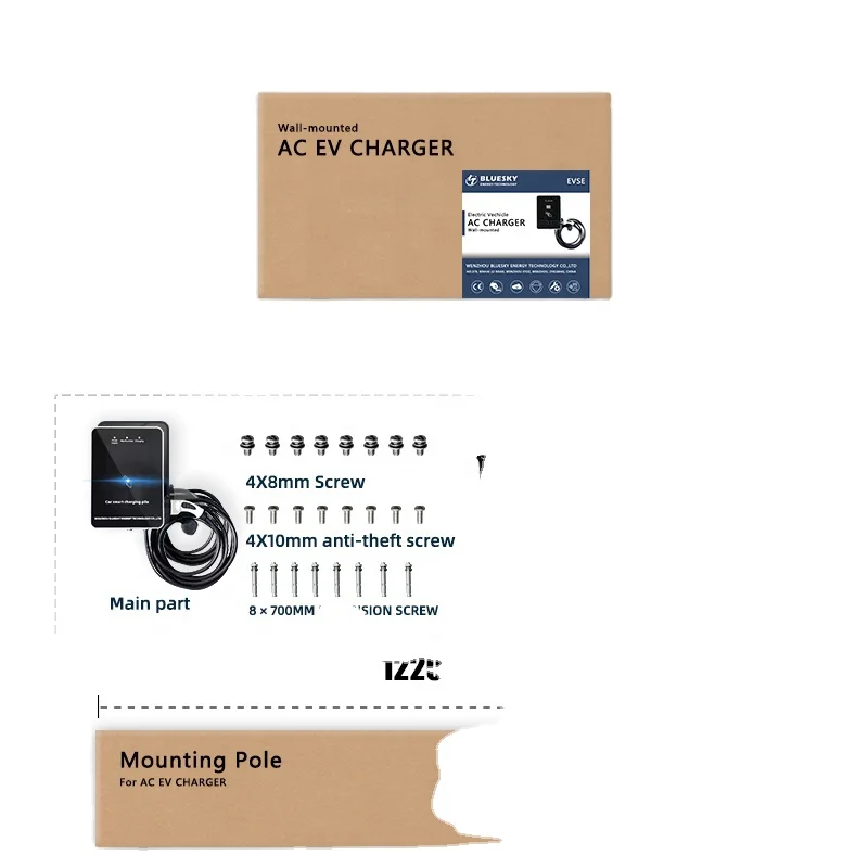 UE3.5KW level 2 home AC smart ev electric car evse charger pole Type 1 2 manufacturer floor-standing CE TUV ROHS