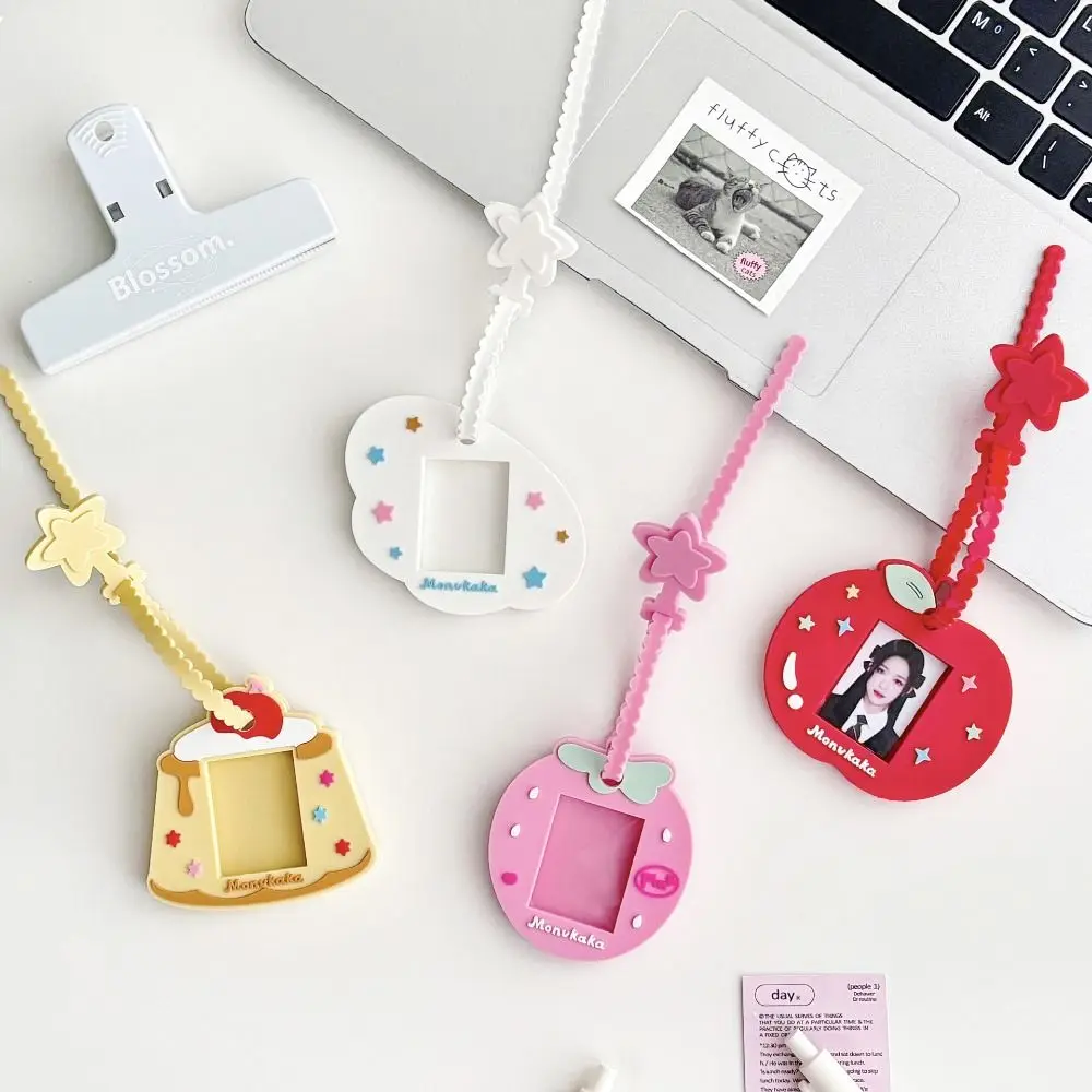 Creative 1 Inch Photocard Holder Mini Adjustable Idol Photo Holder Silicone Gift Keychains