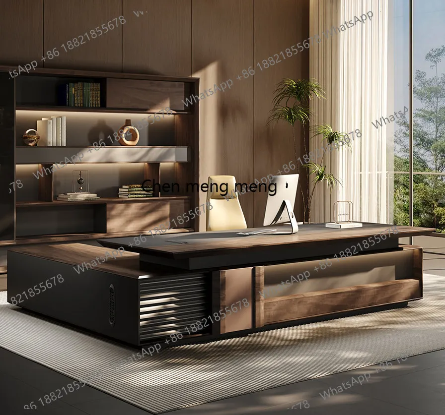 

Простой современный офисный комплект мебели в китайском стиле: большой стол и стул.