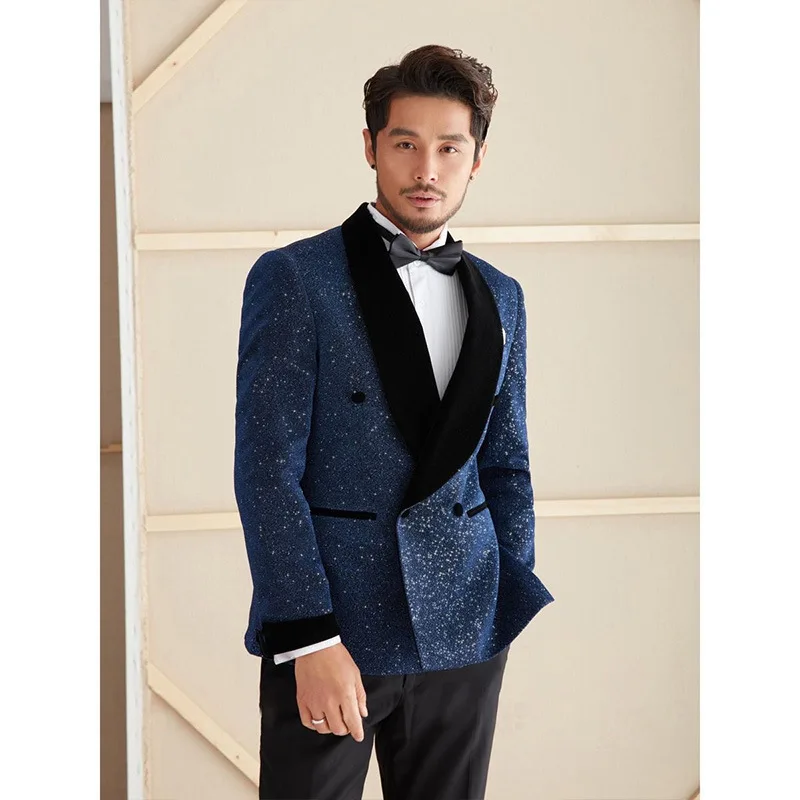 

Луан Мр. Новый весенний свадебный костюм Deer 2025 большого размера для выступлений на сцене, свободный крой, длинный рукав, воротник-стойка, двойной бант