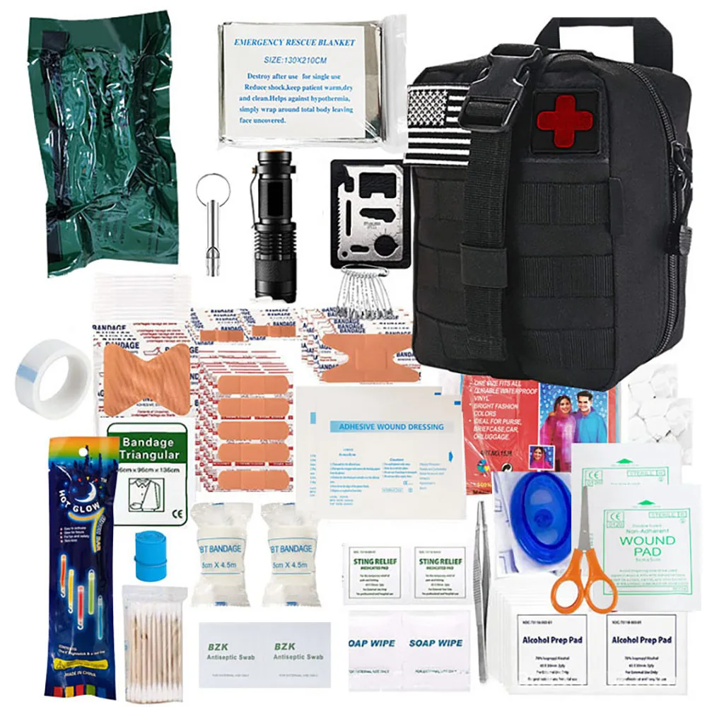 

230 Piece Survival First Aid Kit Molle Survival Outdoor Gear Emergency Kit Trauma Bag for Camping Hunting Hiking Family Car