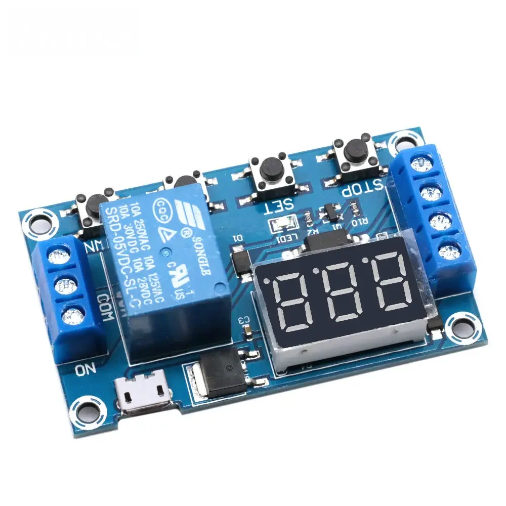 1 Channel 5V Relay 6-30V Relay Module OFF/ON Switch Trigger Time Delay Circuit Timer Cycle 999 minutes Adjustable XY-J02