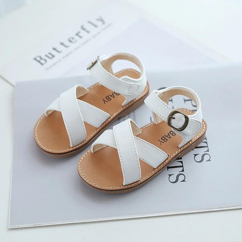 Summer Children White Girls Sweet Sandals For Infant Baby Toddler Kids Cute Beach Sandals 1 2 3 4 5 6 7 Years old New Flat Shoe