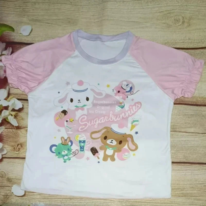 الصيف اليابانية Kawaii تي شيرت الفتيات النساء المطبوعة لطيف تيز أبلى ثقافة فرعية Y2k المحاصيل القمم عادية لطيف تي شيرت اليابانية
